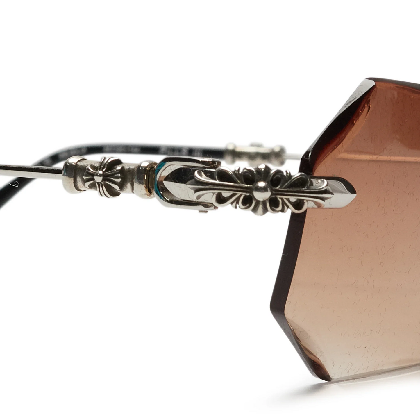 Chrome Hearts Pills III Custom Silver Brown Diamond Cut Sunglasses