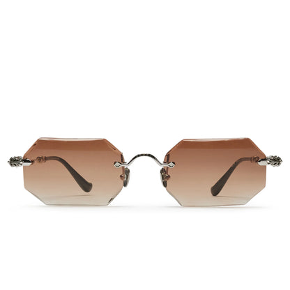 Chrome Hearts Pills III Custom Silver Brown Diamond Cut Sunglasses