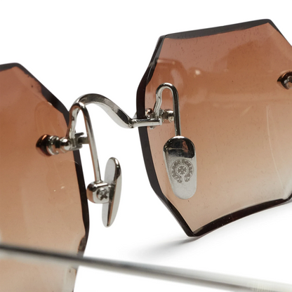 Chrome Hearts Pills III Custom Silver Brown Diamond Cut Sunglasses