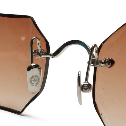 Chrome Hearts Pills III Custom Silver Brown Diamond Cut Sunglasses