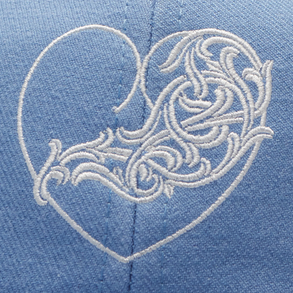 Chrome Hearts Vinny Heart Embroidered Light Blue Baseball Cap