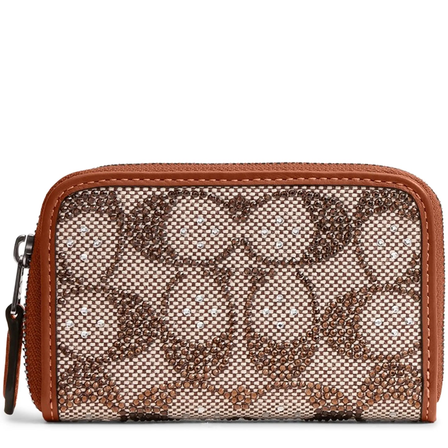 Coach Essential Small Zip Around Crystal Signature Jacquard Card Case