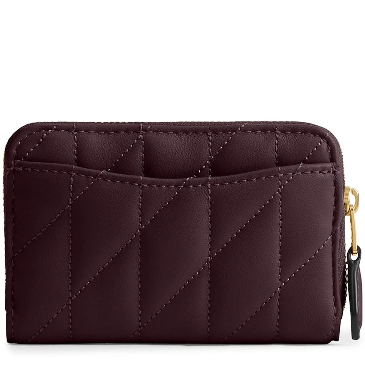 Coach Essential Small Zip Around Pillow Quilting Black Currant Card Case
