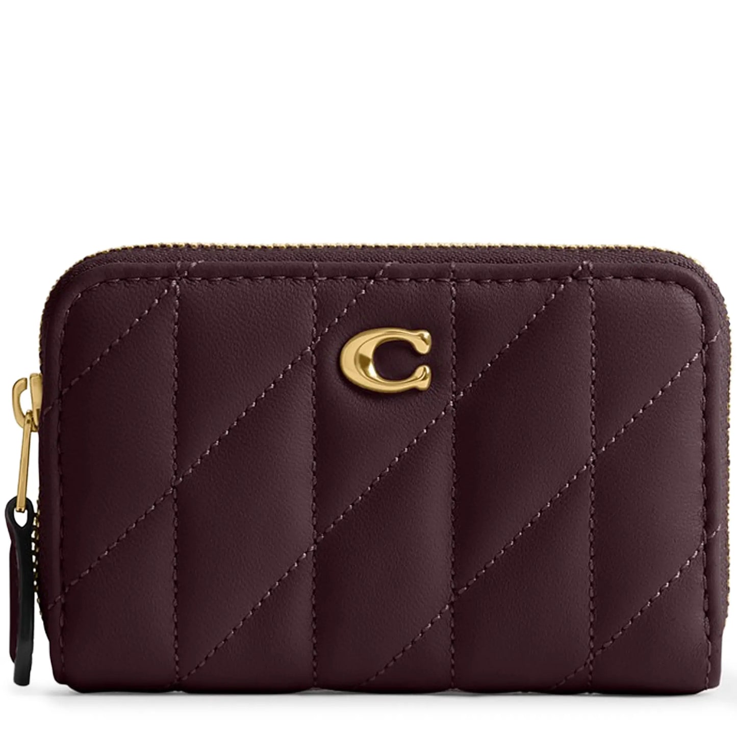 Coach Essential Small Zip Around Pillow Quilting Black Currant Card Case