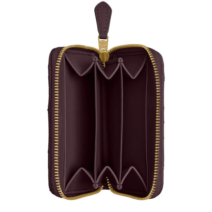 Coach Essential Small Zip Around Pillow Quilting Black Currant Card Case