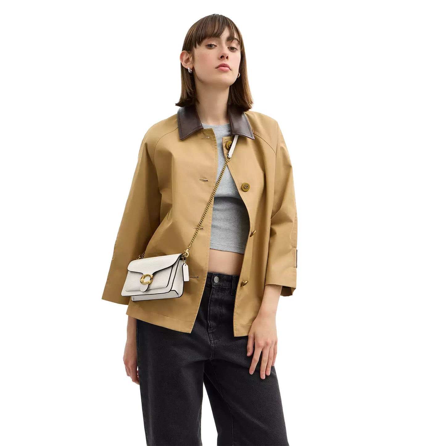 Coach Tabby Chain Chalk Clutch Bag