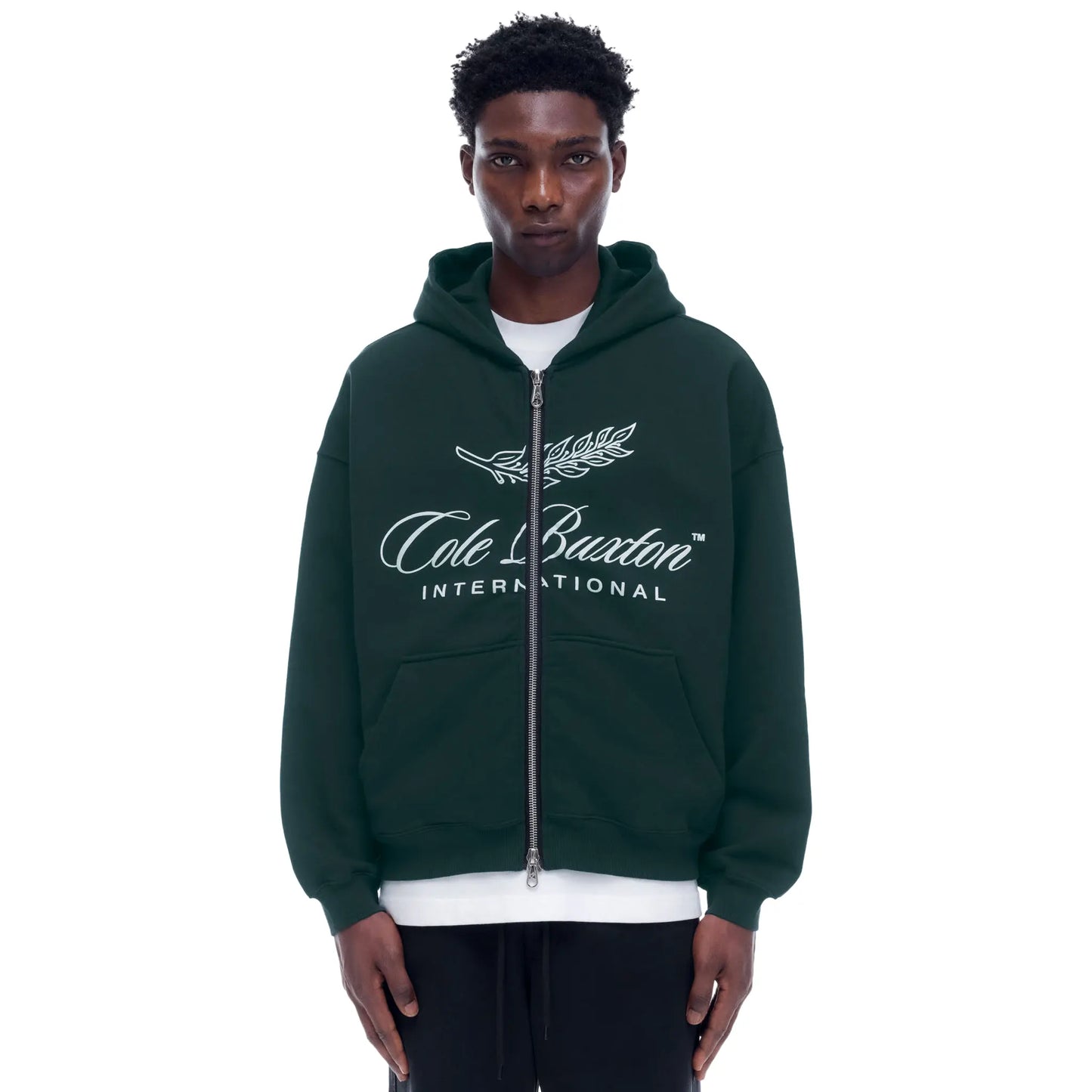 Cole Buxton International Forest Green Zip-Up Hoodie