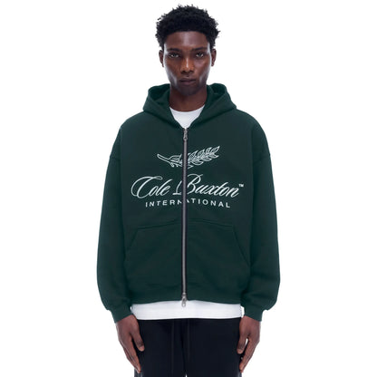 Cole Buxton International Forest Green Zip-Up Hoodie