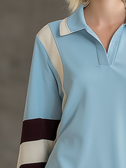 Stylish Sporty Blue Collared Mini Dress