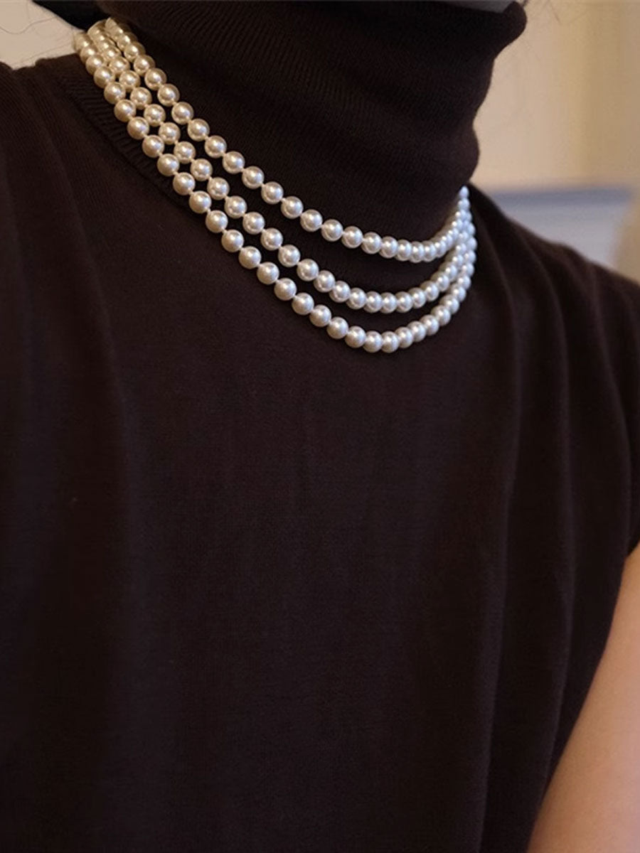 Vintage High-End Double-Layered Pearl Necklace