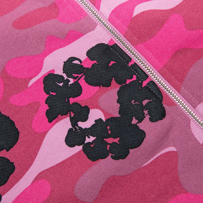 Denim Tears Pink Camo Cotton Wreath Zip-Up Hoodie