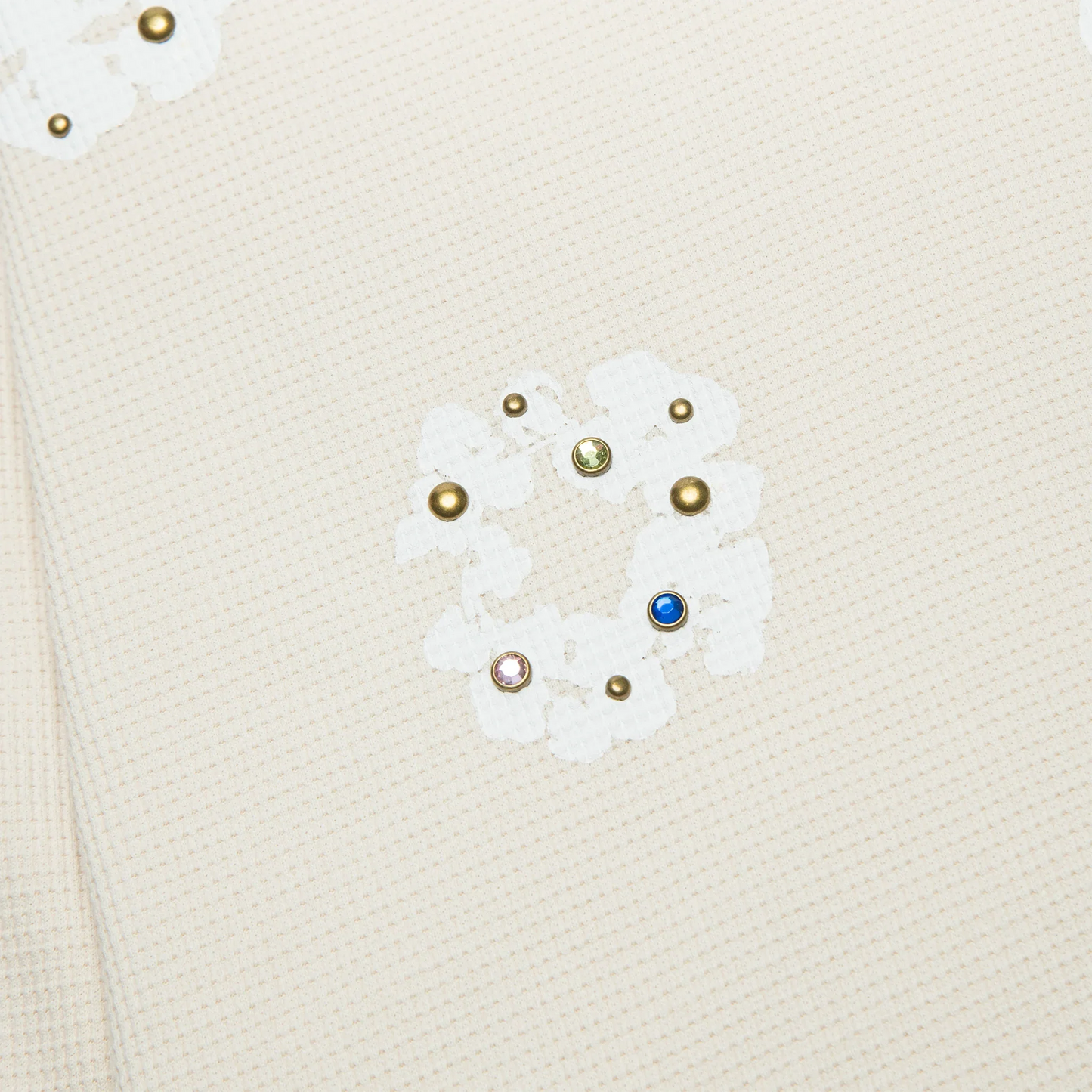 Denim Tears Rhinestone The Cotton Wreath Long-Sleeve Thermal Oatmeal T Shirt