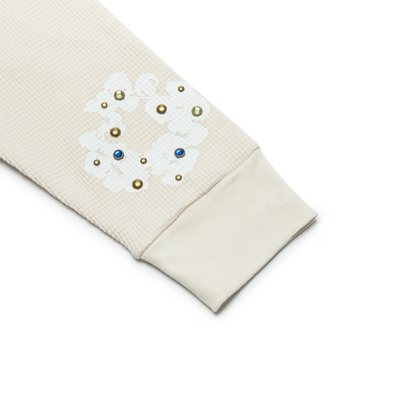 Denim Tears Rhinestone The Cotton Wreath Long-Sleeve Thermal Oatmeal T Shirt