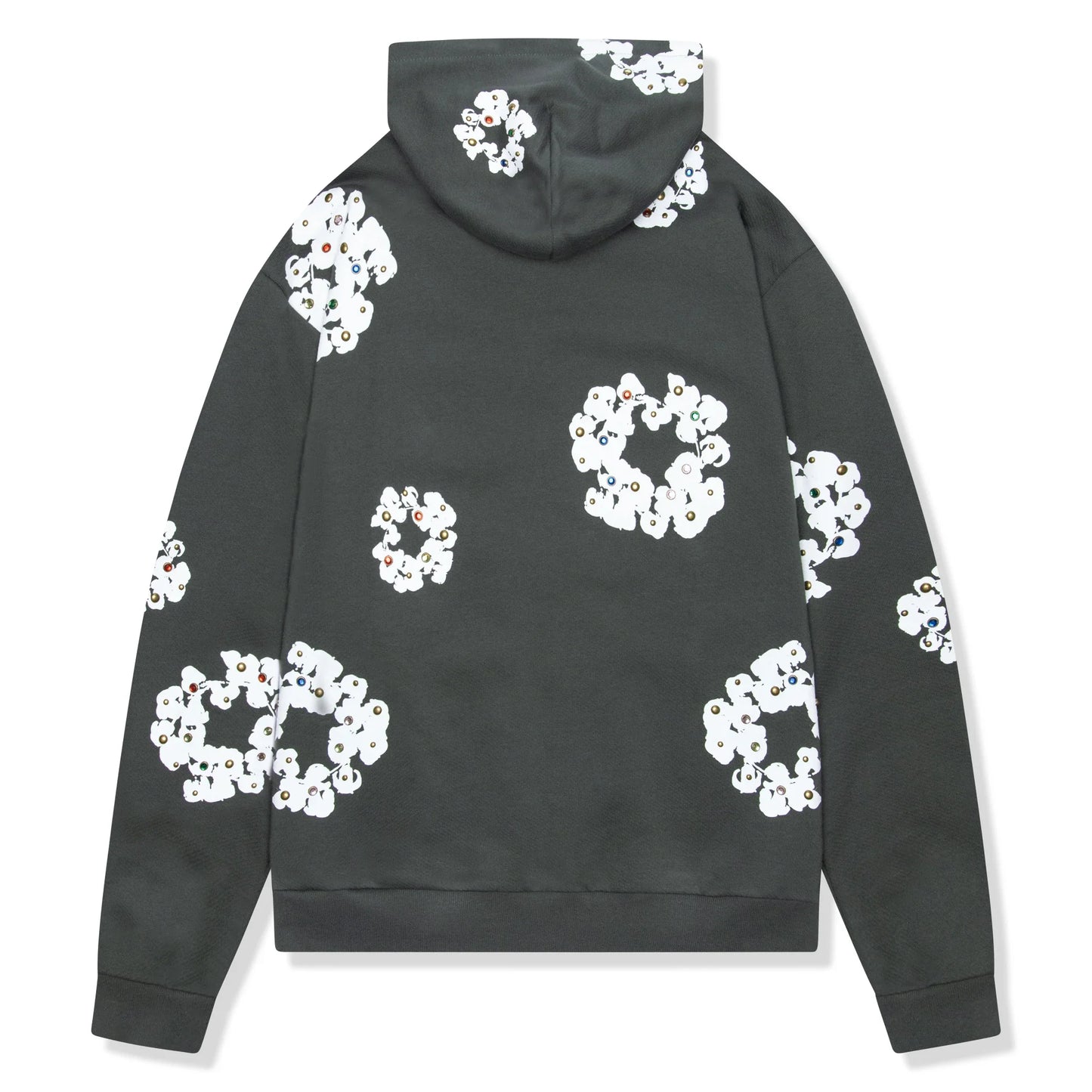Denim Tears Rhinestone The Cotton Wreath Vintage Black Zip-Up Hoodie