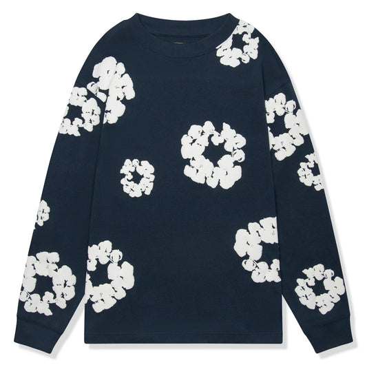 Denim Tears The Cotton Wreath Long-Sleeve Navy T Shirt