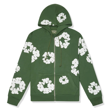 Denim Tears The Cotton Wreath Zip-Up Green Hoodie