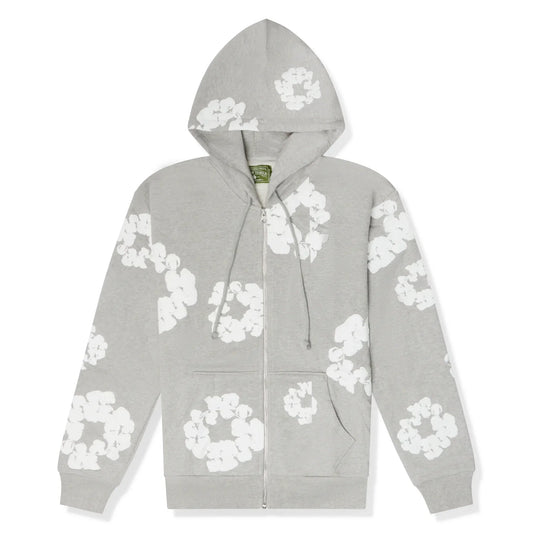 Denim Tears The Cotton Wreath Zip-Up Grey Hoodie