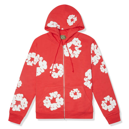Denim Tears The Cotton Wreath Zip-Up Red Hoodie