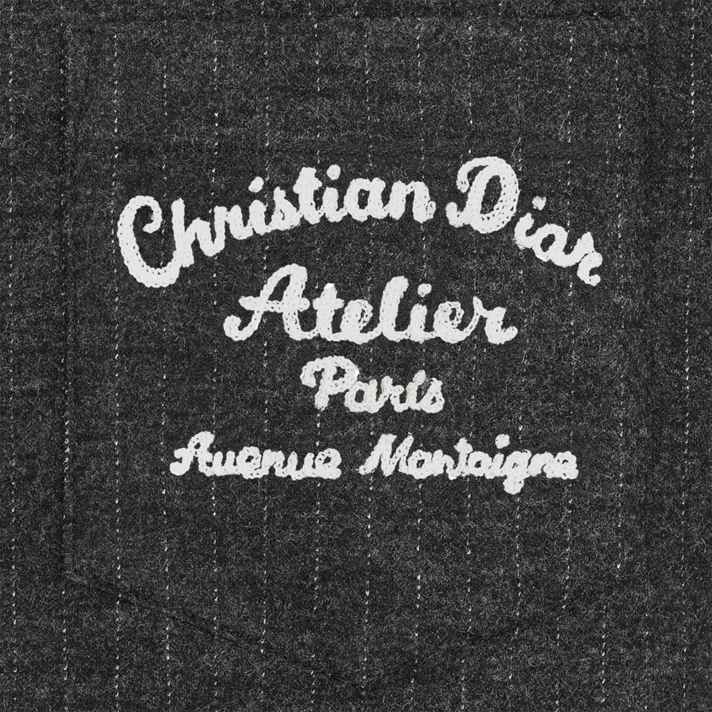 Dior Atelier Striped Chest Logo Dark Grey T Shirt