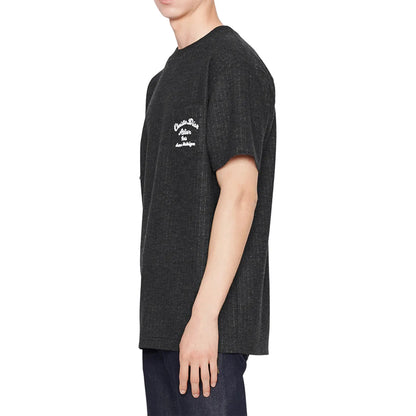 Dior Atelier Striped Chest Logo Dark Grey T Shirt