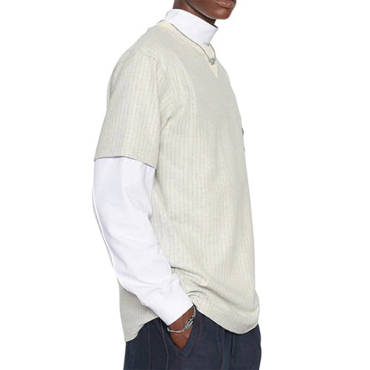 Dior Atelier Striped Chest Logo Grey T Shirt