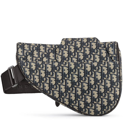 Dior Oblique Jacquard Beige and Black Saddle Bag