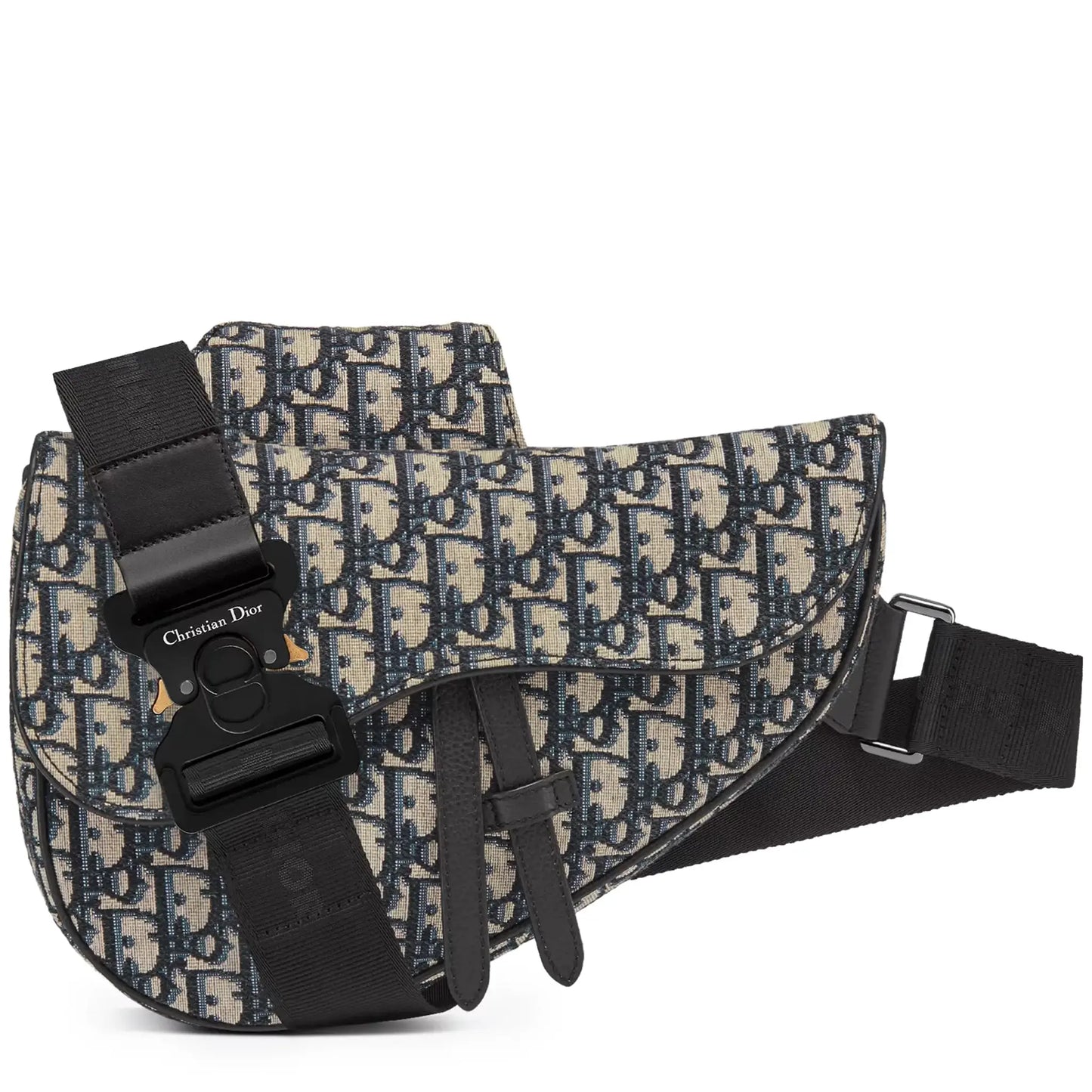 Dior Oblique Jacquard Beige and Black Saddle Bag