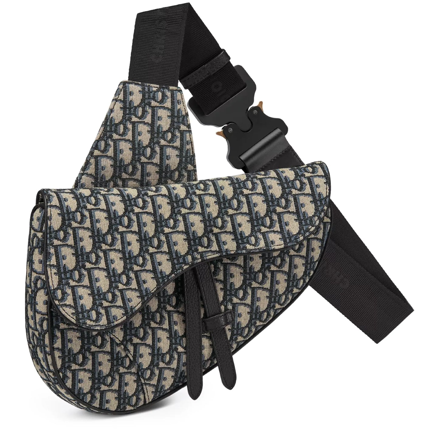 Dior Oblique Jacquard Beige and Black Saddle Bag