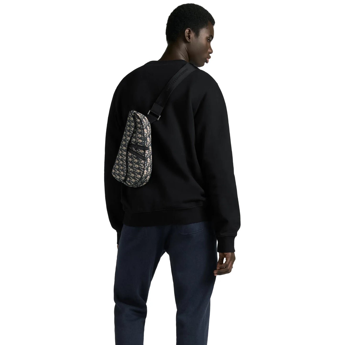 Dior Oblique Jacquard Beige and Black Saddle Bag