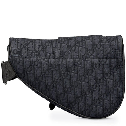 Dior Oblique Jacquard Black Saddle Bag