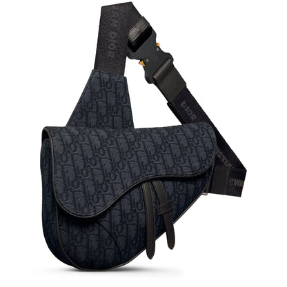 Dior Oblique Jacquard Black Saddle Bag