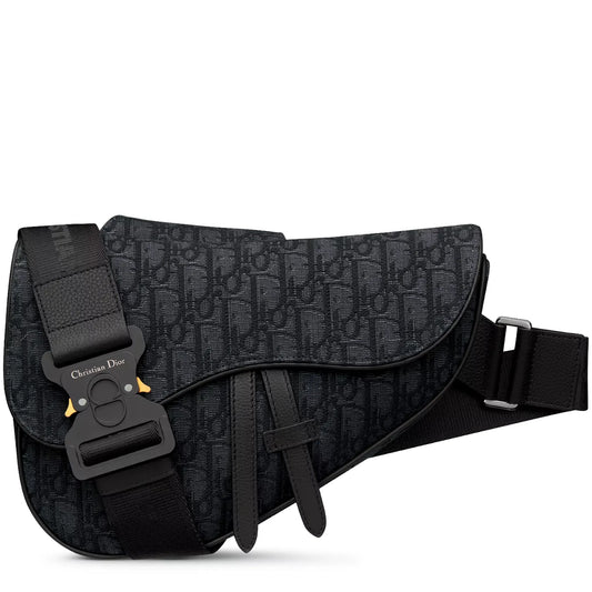 Dior Oblique Jacquard Black Saddle Bag