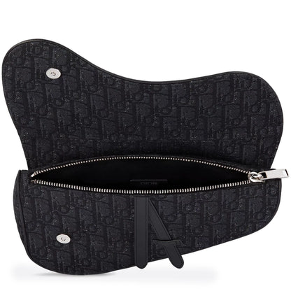Dior Oblique Jacquard Black Saddle Bag