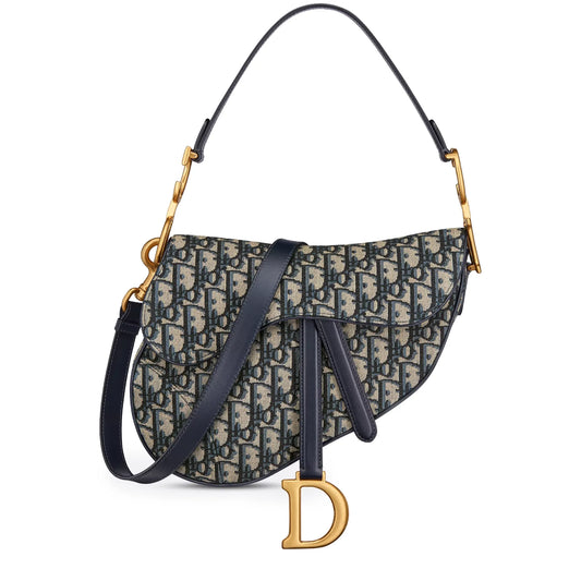 Dior Oblique Jacquard Saddle Beige Bag With Strap