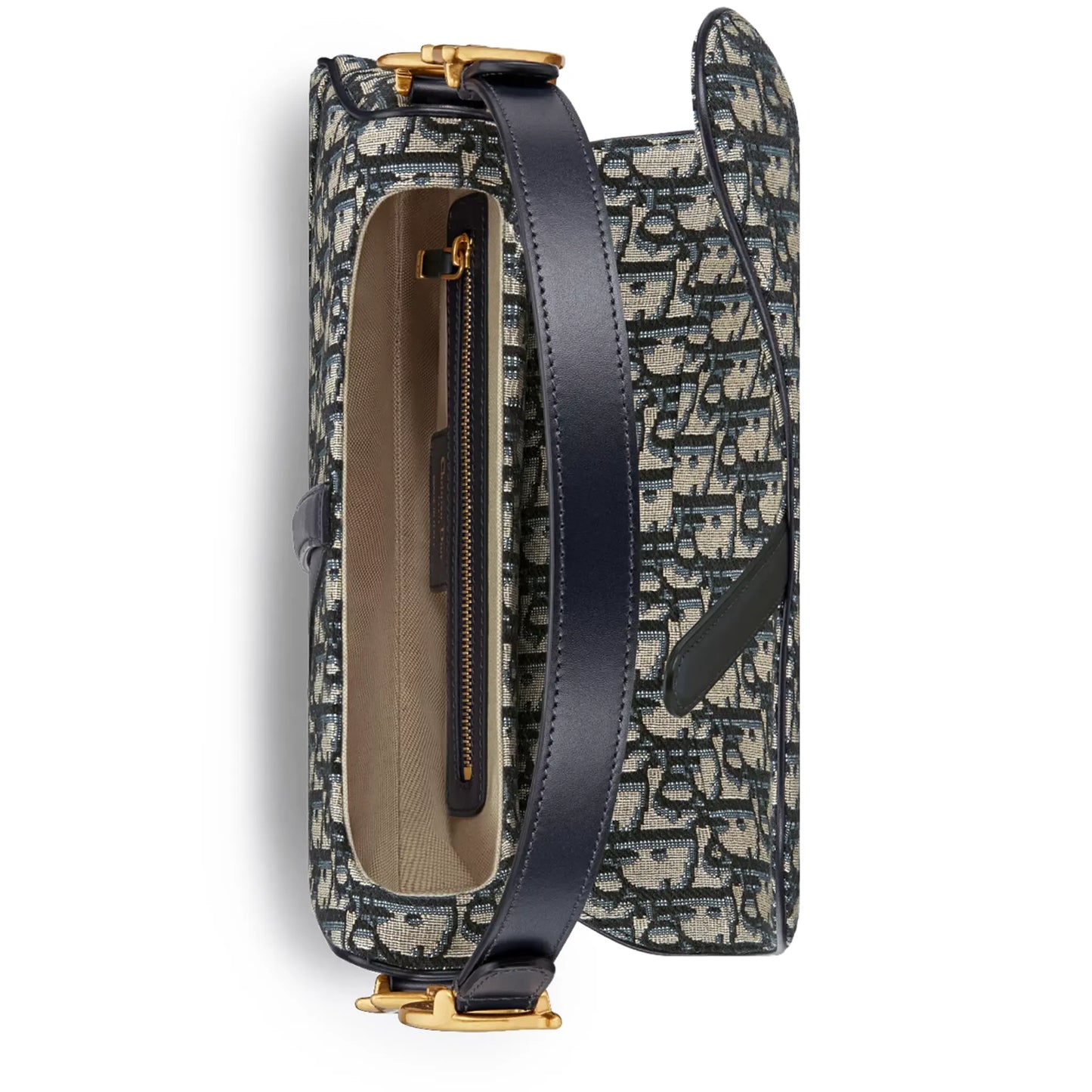 Dior Oblique Jacquard Saddle Beige Bag With Strap