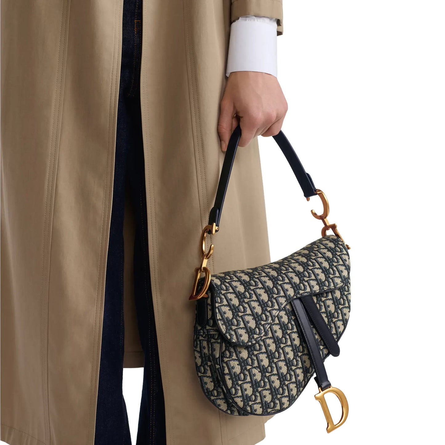 Dior Oblique Jacquard Saddle Beige Bag With Strap