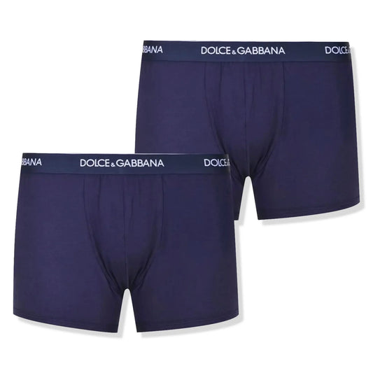 Dolce & Gabbana Stretch Cotton Navy Blue Boxers Two Pack