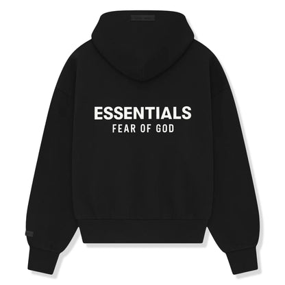 Fear Of God Essentials Classic Fleece Jet Black Zip-Up Hoodie (SS25)