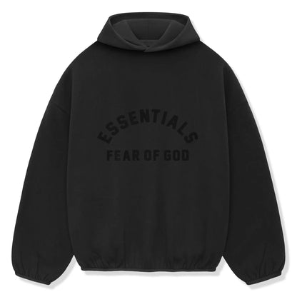 Fear Of God Essentials Core Collection Nylon Fleece Black Hoodie (SS24)