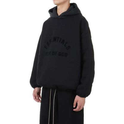 Fear Of God Essentials Core Collection Nylon Fleece Black Hoodie (SS24)