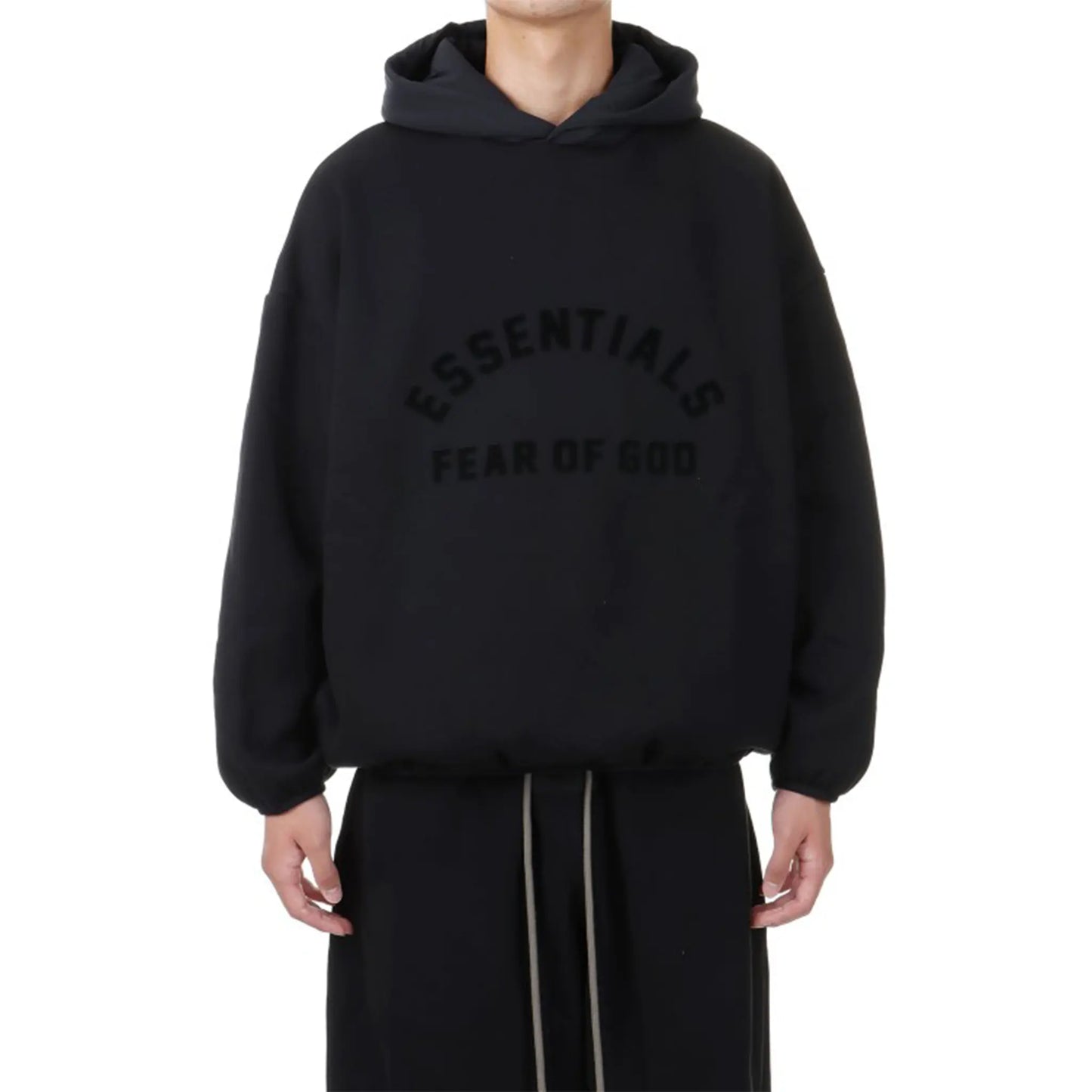 Fear Of God Essentials Core Collection Nylon Fleece Black Hoodie (SS24)