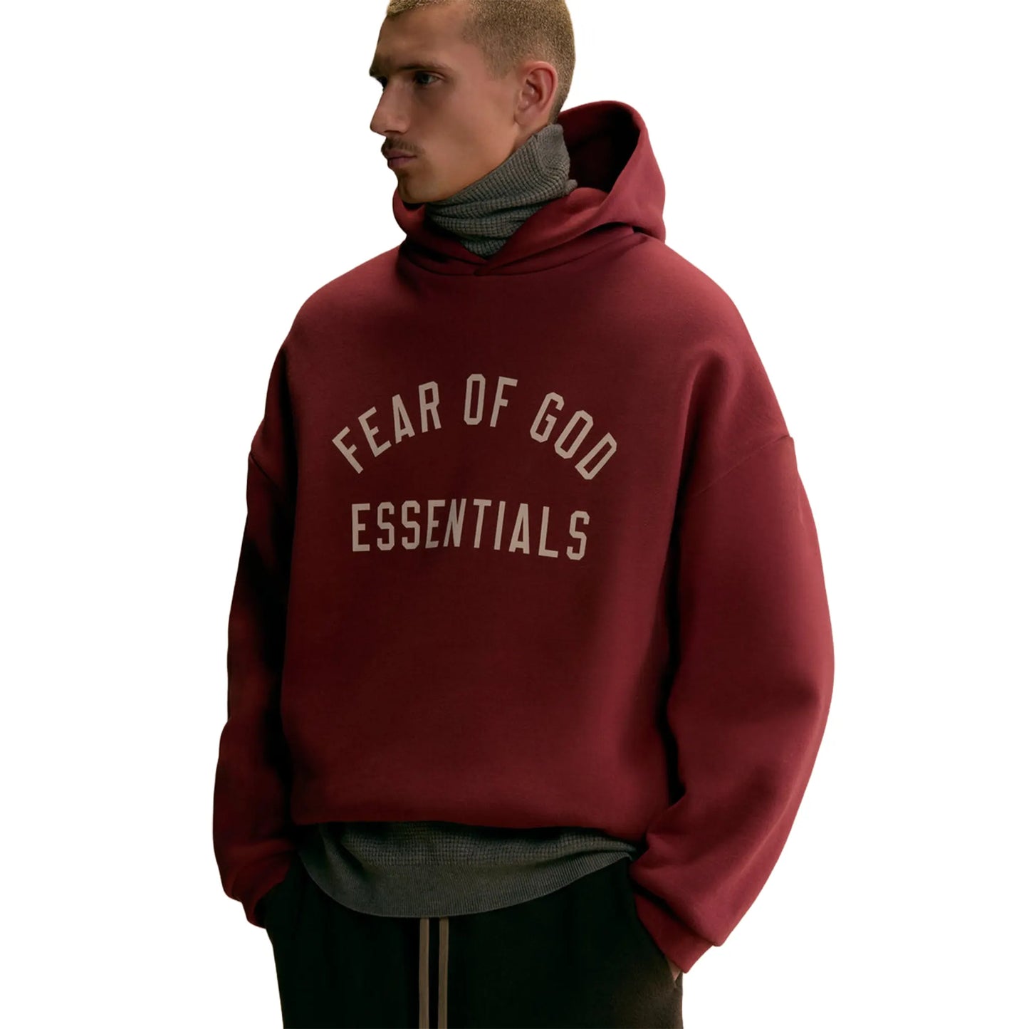 Fear Of God Essentials Fleece Crimson Hoodie (FW24)