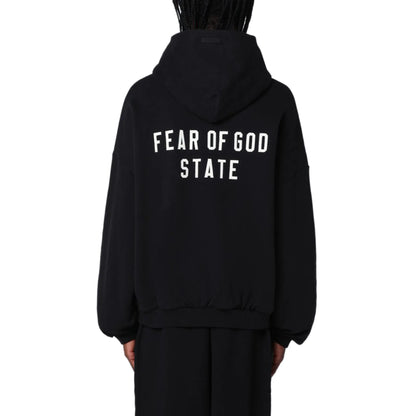 Fear Of God Essentials Heavy Fleece Black Zip-Up Hoodie (FW24)