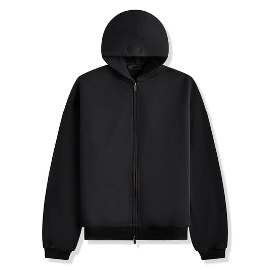 Fear Of God Essentials Heavy Fleece Black Zip-Up Hoodie (FW24)