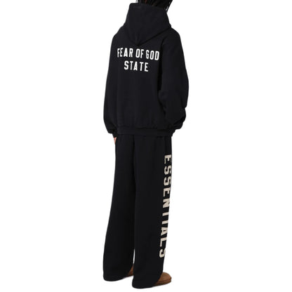 Fear Of God Essentials Heavy Fleece Black Zip-Up Hoodie (FW24)