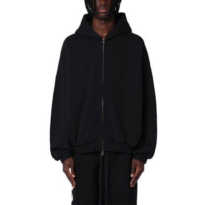 Fear Of God Essentials Heavy Fleece Black Zip-Up Hoodie (FW24)