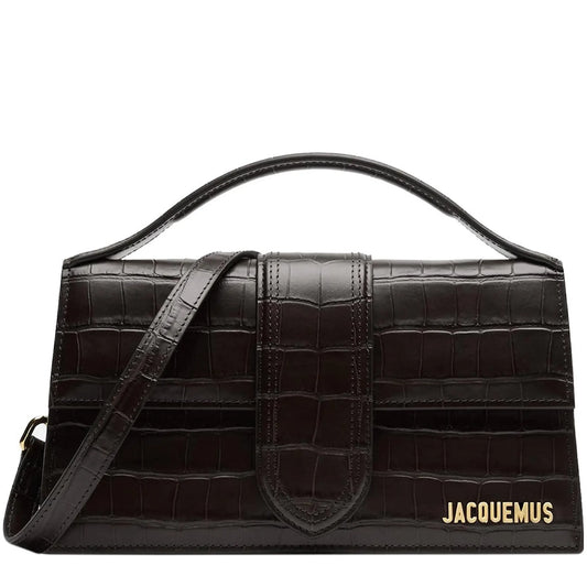 Jacquemus Large Bambino Black Crocodile Crossbody Bag