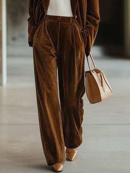 Casual Loose Vintage Pocket Velvet Suit Pants