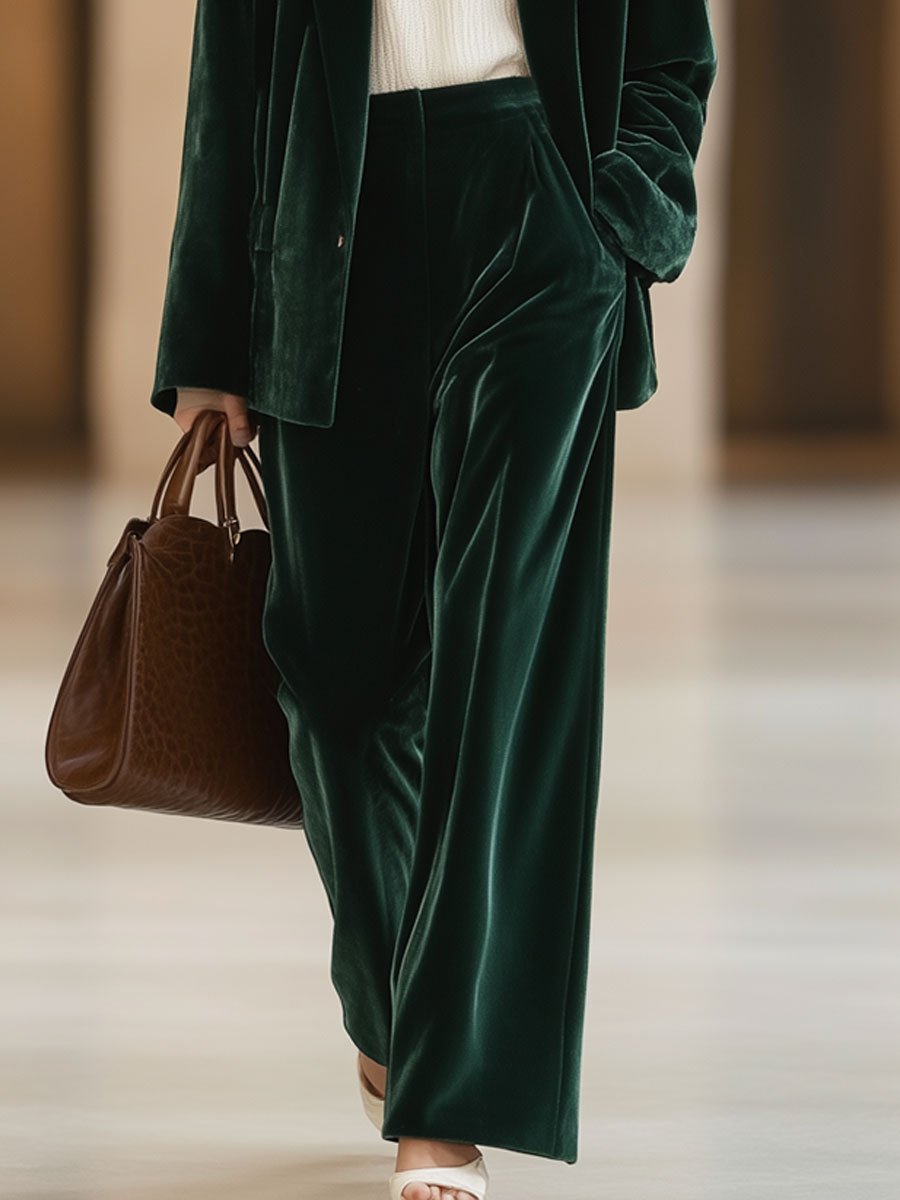 Casual Loose Vintage Pocket Velvet Suit Pants