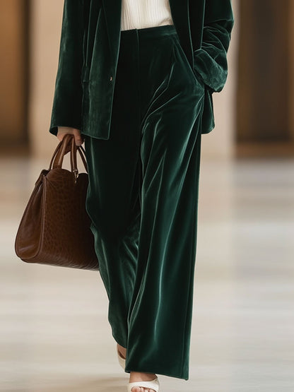 Casual Loose Vintage Pocket Velvet Suit Pants